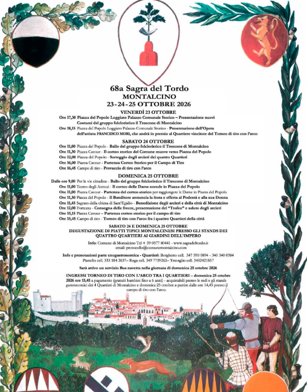 Locandina della 68ª Sagra del Tordo a Montalcino, 23–25 ottobre 2026